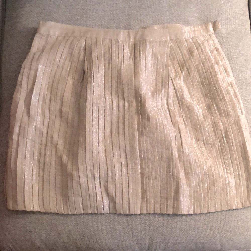 Yoana Baraschi pleated tan gold silk mini skirt 2
